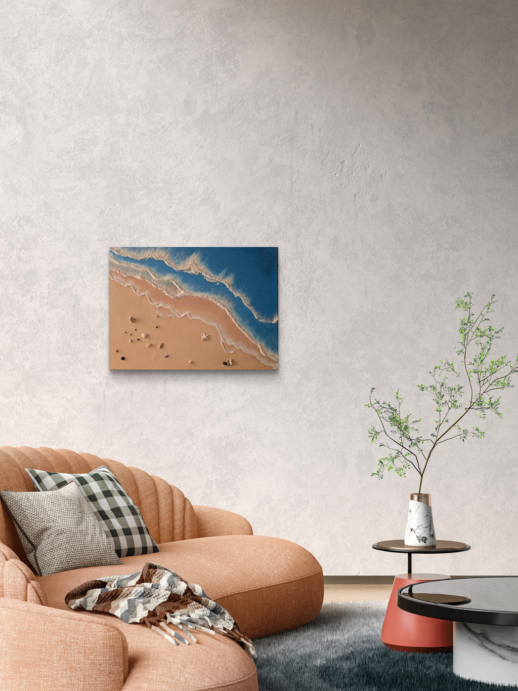 Textured canvas Sea waves in blue