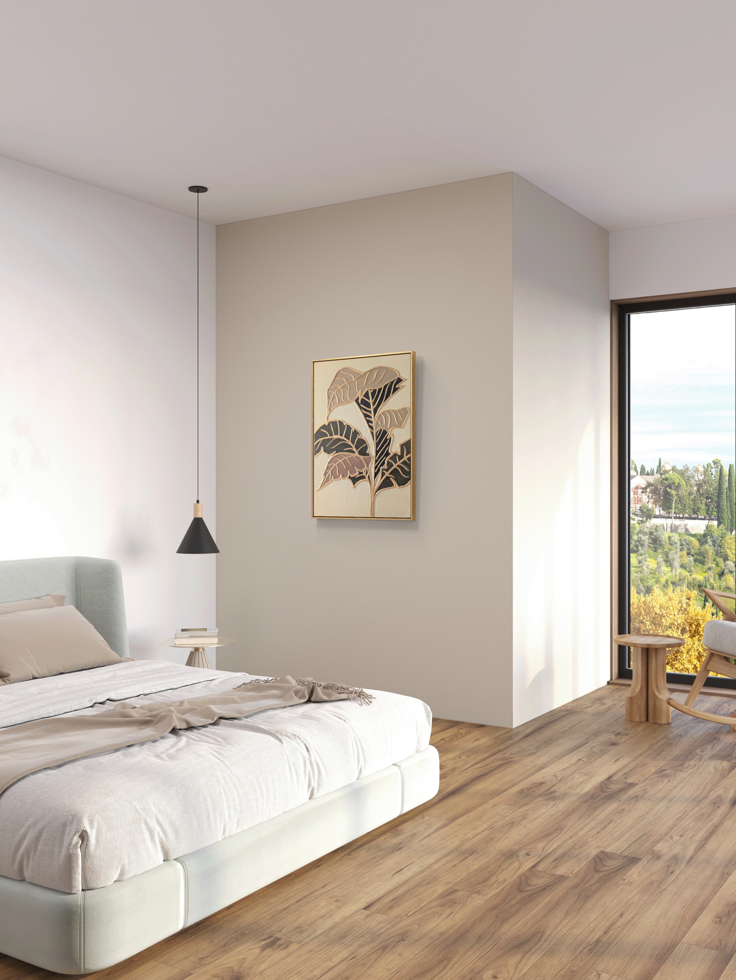 Elegant abstract art - Textured leaves in gold and pastel