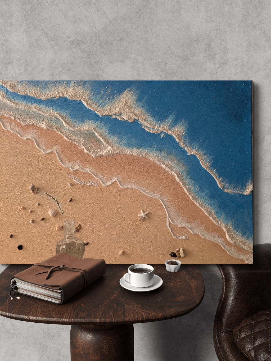 Textured canvas Sea waves in blue