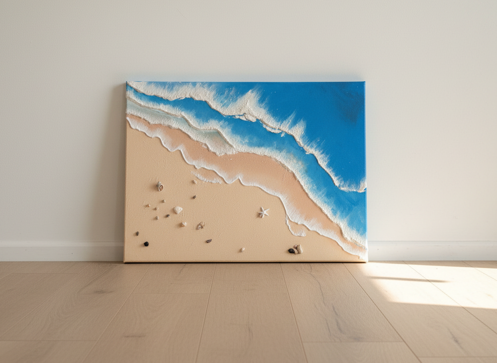 Textured canvas Sea waves in blue