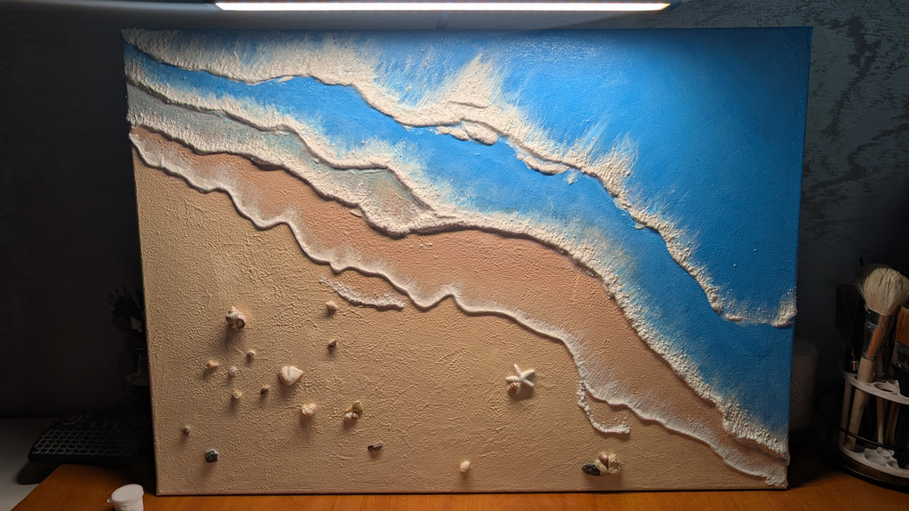 Textured canvas Sea waves in blue