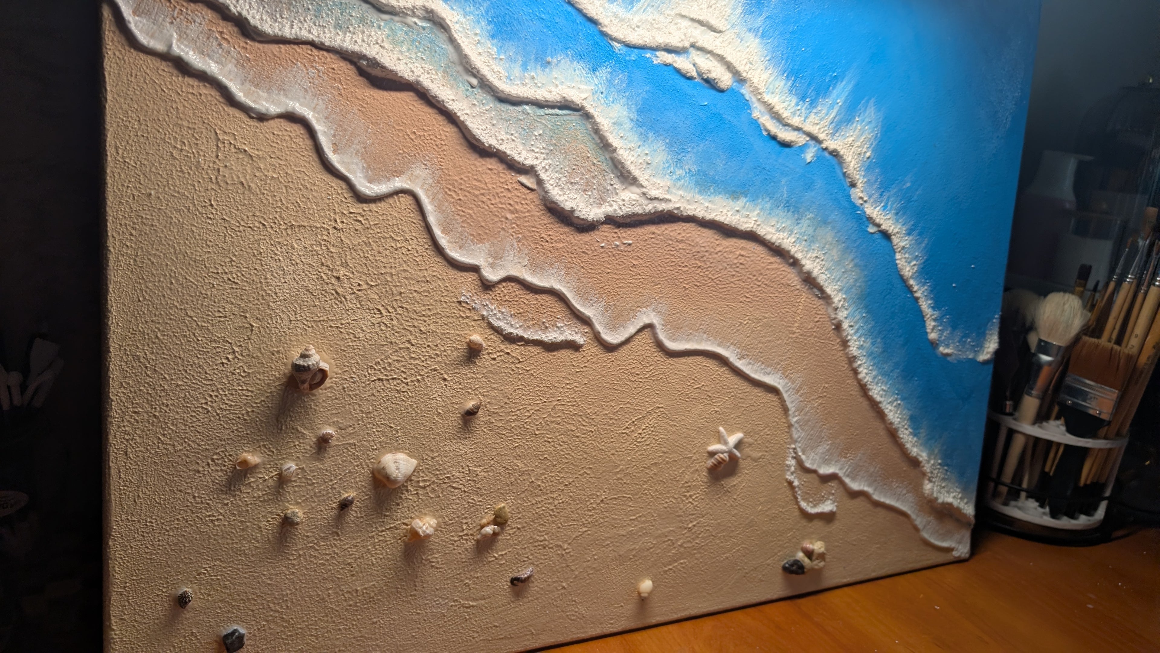 Textured canvas Sea waves in blue