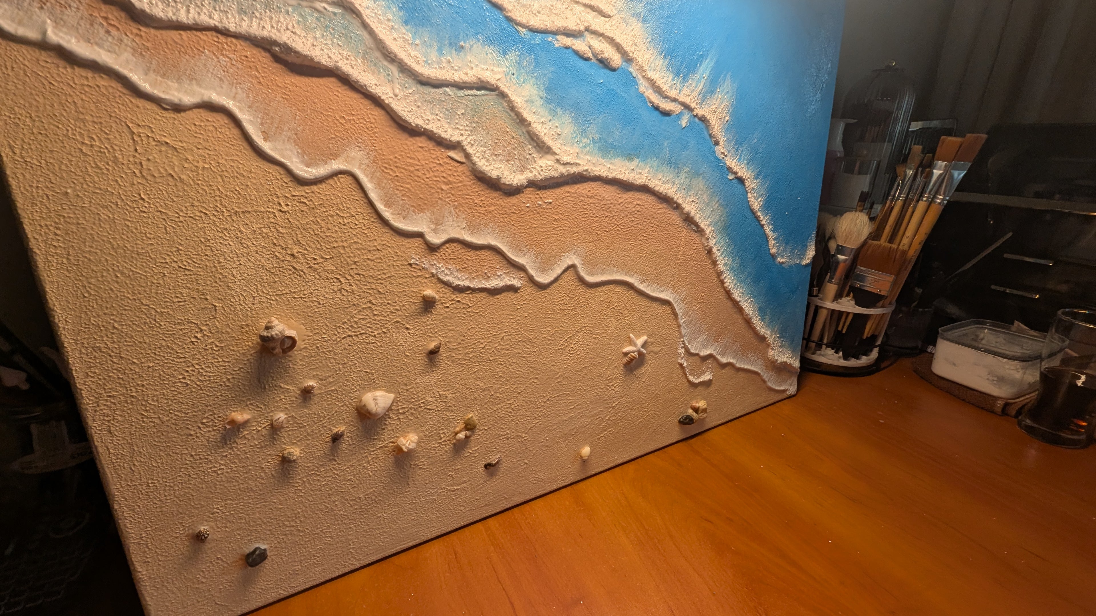 Textured canvas Sea waves in blue