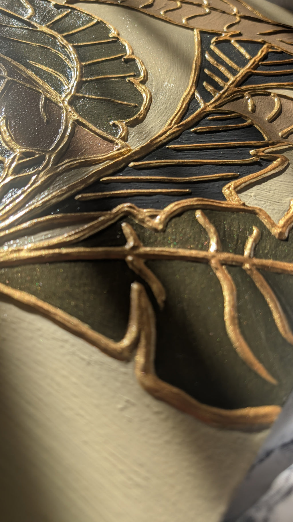 Elegant abstract art - Textured leaves in gold and pastel