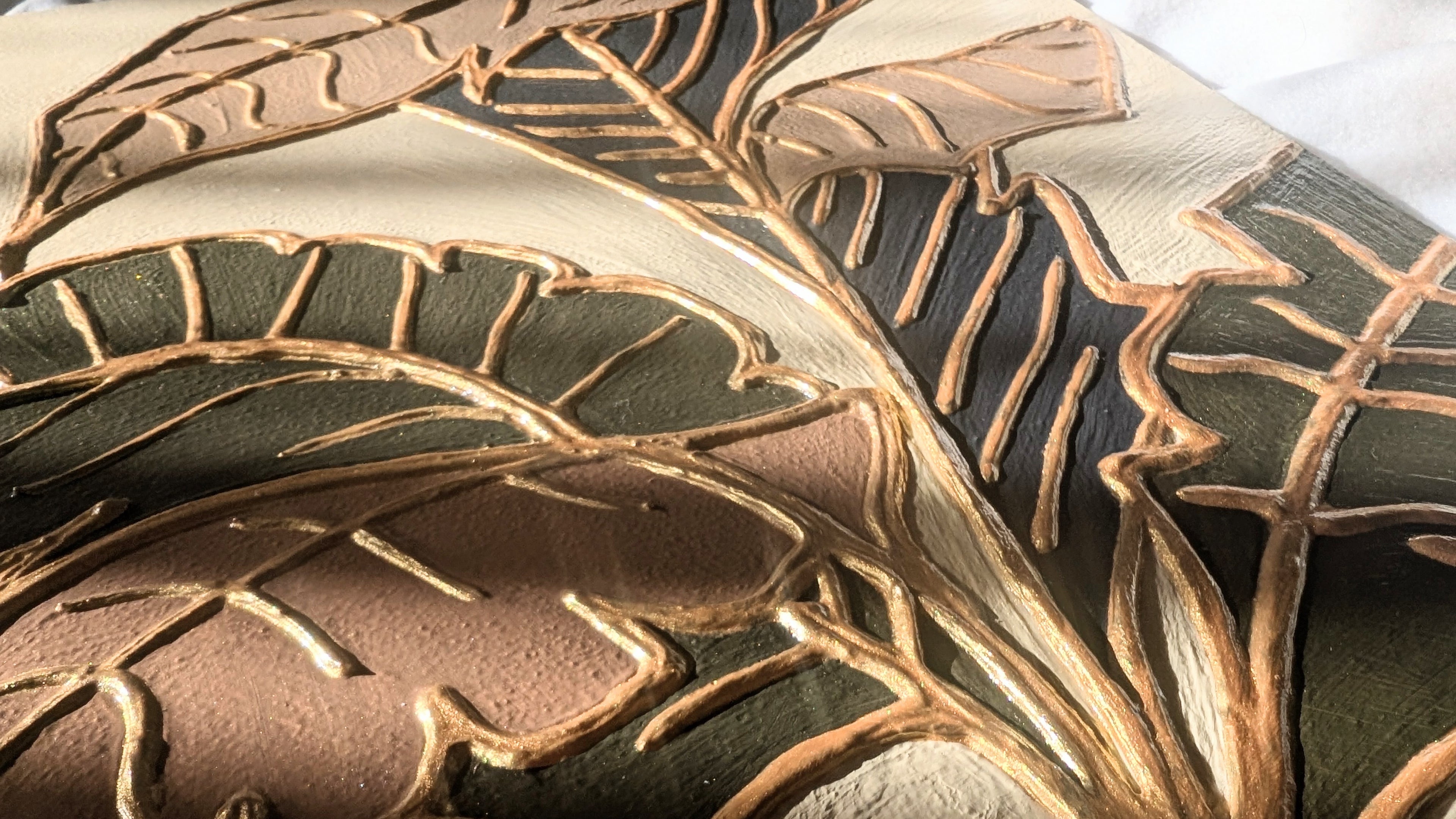 Elegant abstract art - Textured leaves in gold and pastel